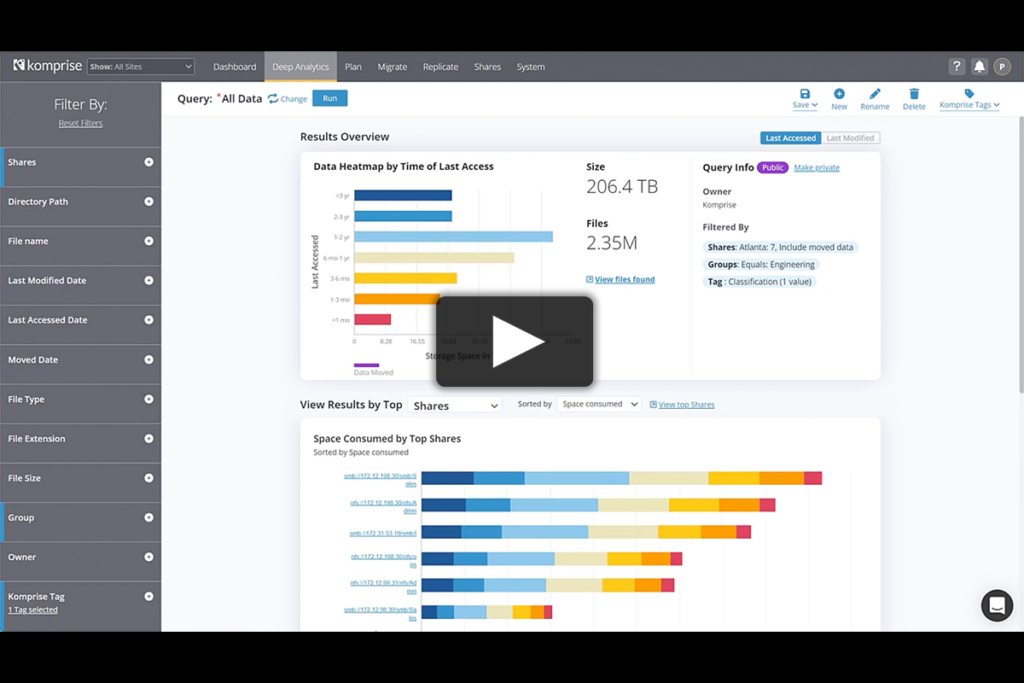 Komprise Deep Analytics demo