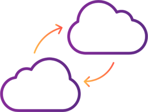 cloud data replication graphic Komprise replication-duo@2x-300x227